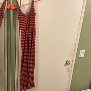 Just Love Red and Gray Striped Maxi Dress